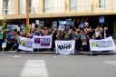 Protesters outside Unilever’s AGM at the Hilton Bankside hotel (PA/Rebecca Speare-Cole)