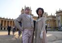 Alan Carr and  Michelle Ogundehin in costumes at Blenheim Palace