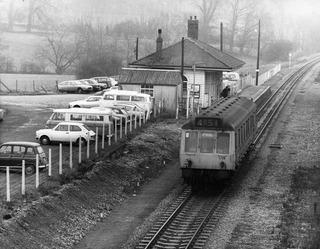 Network Rail is reinstating double track on much of the Cotswold Line rail route between Oxford and Worcester, which was singled in the early 1970s. A Moreton-in-Marsh to Oxford diesel multiple unit train arrives at Charlbury in February 1976.