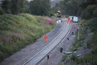 Engineers at work between Charlbury and Ascott-under-Wychwood during the redoubling project on July 30, 2009 