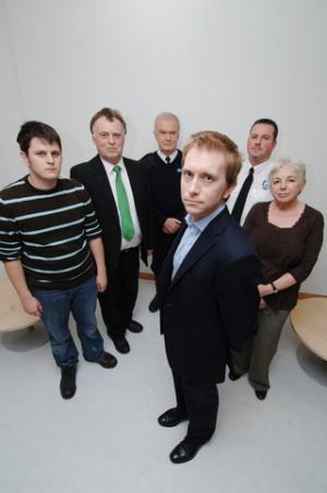 Scott Seamons, left, Andrew and Val Smith, Doug Davidson, Richard Stevens and Rob Axe