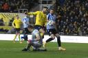 Matty Taylor forces home Oxford United's second goal against Sheffield Wednesday Picture: David Fleming