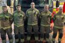 (L-R) Firefighters Ed Hutson, Malachy Lewin, Scott Whitley, Logan Usher and Bernice Judd