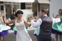 The Wedding Dancers get in the swing of things at Bicester Village entertaining shoppers as they browse the bridal event at the outlet stores