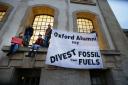 The protest at Oxford University’s admissions office, in Broad Street, this week against fossil fuels. Picture: Damian Halliwell.