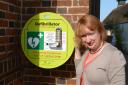 Fundraising: Wallingford Mayor Lynda Atkins, pictured with the defibrillator at the Old Post Office pub in the town’s Market Place wants to raise enough money for two more in the town