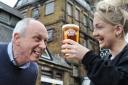 Cheers: Kitty Wright with her beer and her boss, landlord John Bellinger