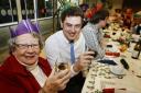 Cheers: Hazel Plested with reporter Michael Race at the Oxford Mail’s Christmas lunch