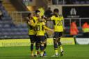 Jack Payne (No 10) is congratulated after scoring his second goal of the night Picture: David Fleming