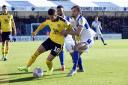 Marcus Browne holds off a challenge in Oxford United's draw at Bristol Rovers  Picture: David Fleming