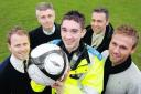 PCSO Torran O’Dowda, centre, with, from left, Owain Prosser, of Oxfordshire Football Association, Colin Taylor, of Oxford City FC, Ian Thompson, of Oxfordshire County Council and Adam French, from Positive Futures