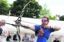 Team GB archer Larry Godfrey on his way to victory in the National Series Finals at Church Church Meadows
