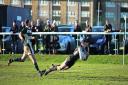 Nick Scott dives over for London Welsh's fourth try
