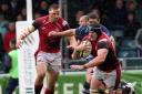 London Welsh's Mitch Lees is stopped in his tracks by a Bristol opponent