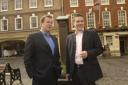 James McGee, right, meets people in Wantage Market Place with local MP Ed Vaizey