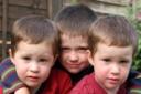 George, two, Luke, five, and Adam Newitt, two, pictured after their ordeal