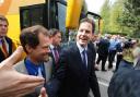 Nice to see you! Liberal Democrat leader Nick Clegg, right, with his party's candidate for Oxford East, Steve Goddard