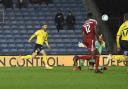 Matty Taylor puts Oxford United 3-0 up against Accrington Stanley Picture: David Fleming