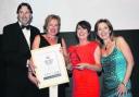 Celebrating: L-R: John Hoy, chief executive of Blenheim Palace, Wendy Procter of the Four Pillars Hotel, Hannah Payne of Blenheim Palace and awards presenter Adrienne Lawler