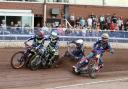 Scott Nicholls and Paul Starke get the meeting under way against Poole Pirates Picture: Steve Edmunds