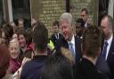 Former US president Bill Clinton outside the Randolph Hotel