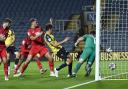 Kyle Joseph puts Oxford United 3-0 up against Leyton Orient Picture: David Fleming