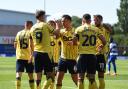 Oxford United players celebrate against QPR. Picture: Mike Allen