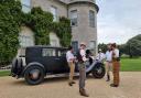 Jason Mamoa with his Rolls-Royce outside Goodwood house