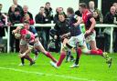 Skipper Tom May forces his way over for London Welsh's first try