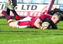 Skipper Tom May dives in for London Welsh's third try