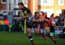 London Welsh's Alan Awcock is stopped in his tracks against Gloucester tomorrow