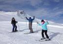 Evolution 2 instructor Fred (centre) and his students enjoy the Tignes snow