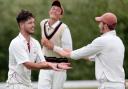 Banbury seamer Graham Beer is congratulated after dismissing Thame's Gamindu Kanishka during his side's decisive victory Picture: Ric Mellis