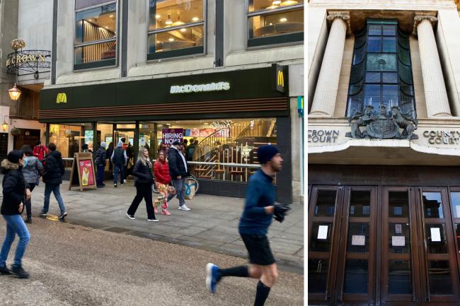 McDonald's in Cornmarket Street and, right, Oxford Crown Court Pictures: OM