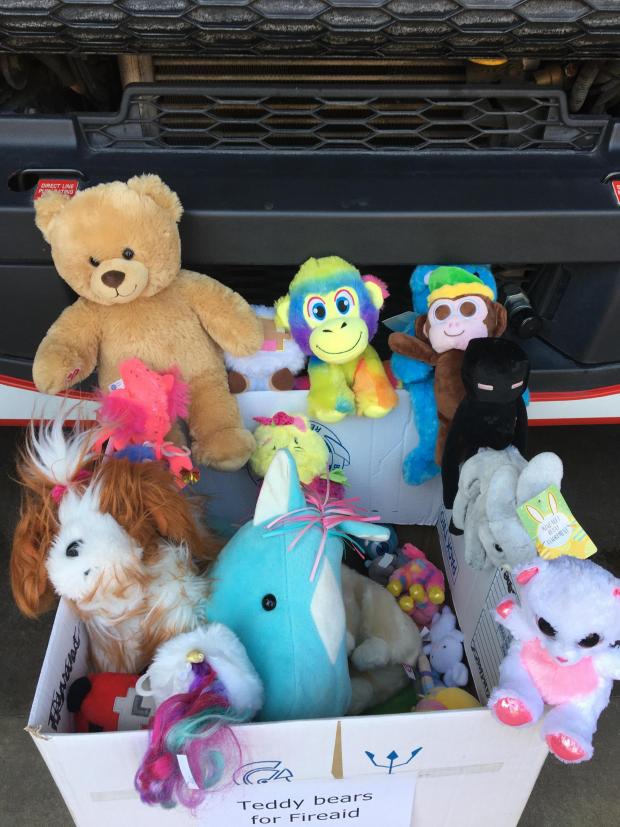 Oxford Mail: Teddies donated to Thame Fire Station. 