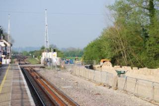 The new platform takes shape at Ascott-under-Wychwood station, alongside the level crossing, on April 20, 2011