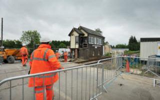The steps at Ascott-under-Wychwood signalbox were being replaced to make room for new level crossing barriers on Wednesday, May 18, 2011