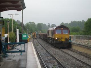 The first train to run through Charlbury station on a double track railway since 1971 was an engineering train from Oxford's Hinksey Sidings on Monday, May 30, 2011.