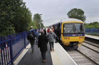 All aboard the first train to call at Ascott-under-Wychwood station's new platform on Monday, June 6, 2011.