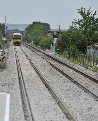 The first train to stop at Ascott-under-Wychwood station's new platform leaves for Charlbury on Monday, June 6, 2011