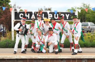 Charlbury morris men at the town's station to celebrate the track redoubling project on Friday, June 10, 2011