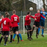 Kevin Cooper scores Cropredy's first goal against Freeland Picture: David Tutton