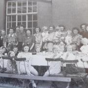 Families at their VE Day party at the Queen’s Arms pub at Cowley in May 1945