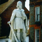 The marble statue of King Alfred which stands in the market place