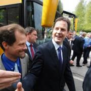 Nice to see you! Liberal Democrat leader Nick Clegg, right, with his party's candidate for Oxford East, Steve Goddard