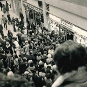 Crowds in the Westgate Centre in 1972 for a shop opening