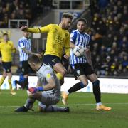Matty Taylor forces home Oxford United's second goal against Sheffield Wednesday Picture: David Fleming