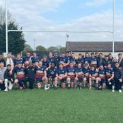 Oxford Quins celebrate winning the South West 1 East title Picture: Jack Pooler