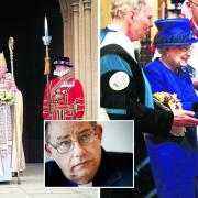 The Queen's visit to Christ Church Cathedral in 2013 and, inset, Rt Rev Steve Croft, the Bishop of Oxford