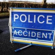 Police accident sign.